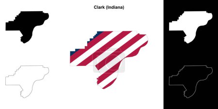 Ilustración de Conjunto de mapas esquemáticos del Condado de Clark (Indiana) - Imagen libre de derechos