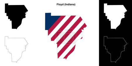 Floyd County (Indiana) outline map set