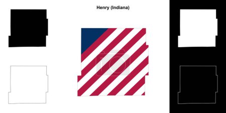 Téléchargez les illustrations : Henry County (Indiana) schéma carte - en licence libre de droit