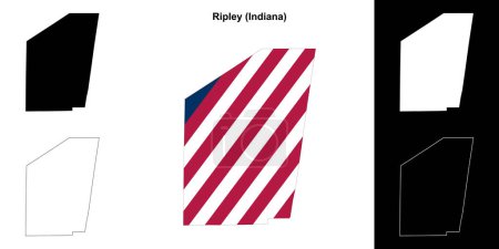 Ilustración de Conjunto de mapas de contorno del Condado de Ripley (Indiana) - Imagen libre de derechos