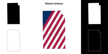 Wabash County (Indiana) outline map set