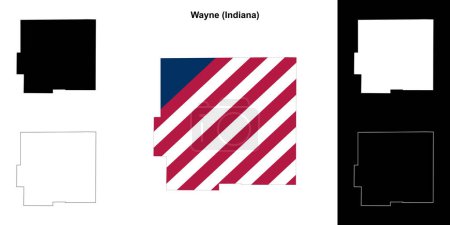 Téléchargez les illustrations : Wayne County (Indiana) schéma carte - en licence libre de droit