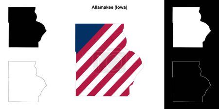 Allamakee County (Iowa) outline map set