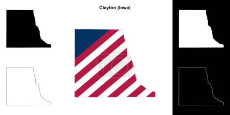 Ilustración de Clayton County (Iowa) esquema mapa conjunto - Imagen libre de derechos