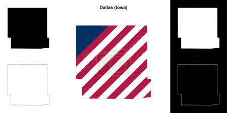 Ilustración de Condado de Dallas (Iowa) esquema mapa conjunto - Imagen libre de derechos