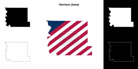 Harrison County (Iowa) outline map set