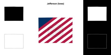 Illustration for Jefferson County (Iowa) outline map set - Royalty Free Image