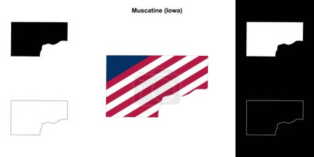 Muscatine County (Iowa) umrissenes Kartenset