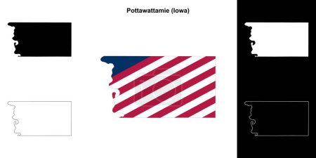 Conjunto de mapas del contorno del Condado de Pottawattamie (Iowa)