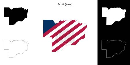 Scott County (Iowa) umrissenes Kartenset
