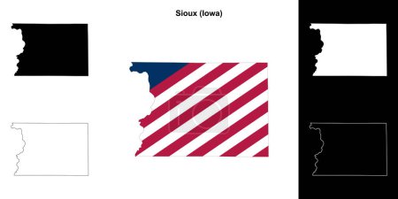 Sioux County (Iowa) umrissenes Kartenset