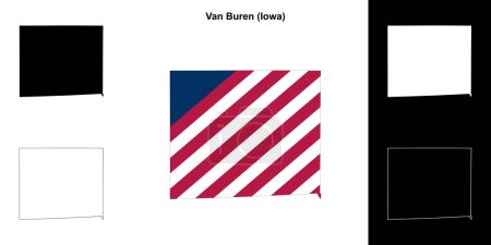 Illustration for Van Buren County (Iowa) outline map set - Royalty Free Image