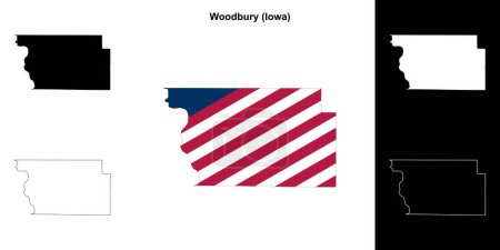 Woodbury County (Iowa) umrissenes Kartenset