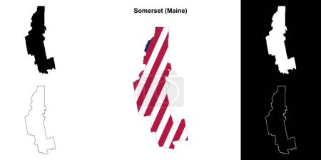 Somerset County (Maine) outline map set