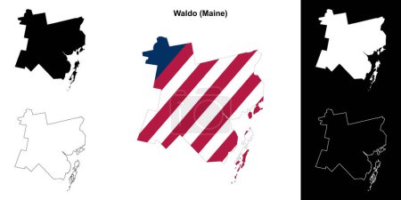 Illustration for Waldo County (Maine) outline map set - Royalty Free Image
