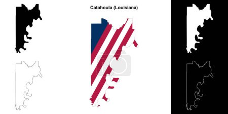 Ilustración de Catahoula Parish (Louisiana) esquema mapa conjunto - Imagen libre de derechos