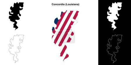 Ilustración de Concordia Parish (Louisiana) esquema mapa conjunto - Imagen libre de derechos