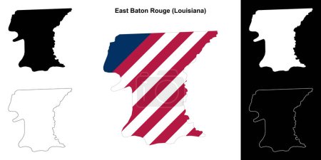 Ilustración de East Baton Rouge Parish (Luisiana) esquema mapa conjunto - Imagen libre de derechos