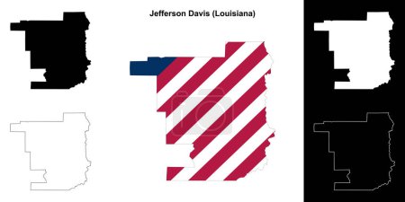 Illustration for Jefferson Davis Parish (Louisiana) outline map set - Royalty Free Image