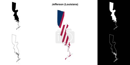 Illustration for Jefferson Parish (Louisiana) outline map set - Royalty Free Image