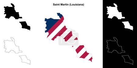Saint Martin Parish (Louisiana) outline map set