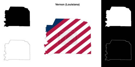 Illustration for Vernon Parish (Louisiana) outline map set - Royalty Free Image