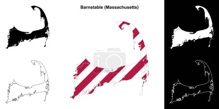 Barnstable County (Massachusetts) outline map set