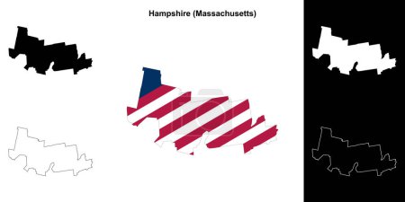 Hampshire County (Massachusetts) umrissenes Kartenset