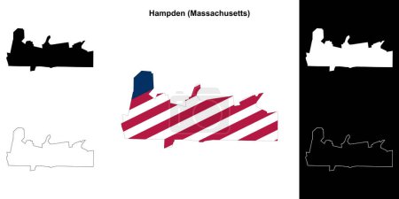 Hampden County (Massachusetts) outline map set