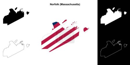 Norfolk County (Massachusetts) umrissenes Kartenset