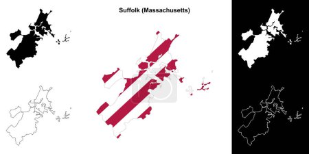 Suffolk County (Massachusetts) outline map set