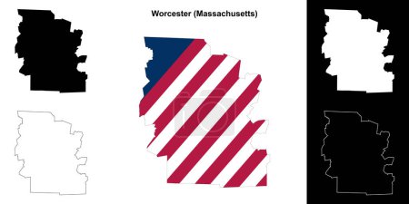 Condado de Worcester (Massachusetts) esquema mapa conjunto
