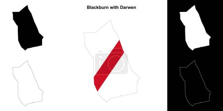 Illustration for Blackburn with Darwen blank outline map set - Royalty Free Image
