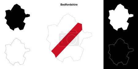 Bedfordshire blank outline map set
