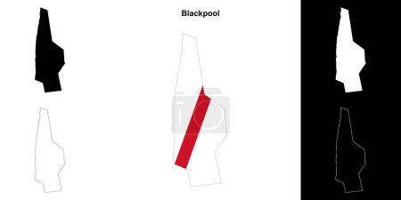 Blackpool en blanco esquema mapa conjunto