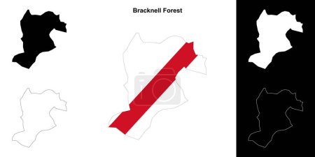 Bracknell Forest blank outline map set
