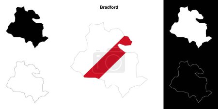 Bradford contorno en blanco mapa conjunto