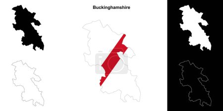 Buckinghamshire blank outline map set