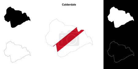 Calderdale blank outline map set