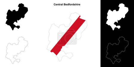 Central Bedfordshire blank outline map set