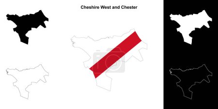 Cheshire West and Chester blank outline map set
