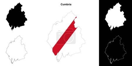Cumbria blank outline map set