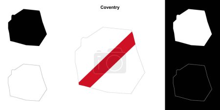 Téléchargez les illustrations : Ensemble de carte de contour vierge Coventry - en licence libre de droit