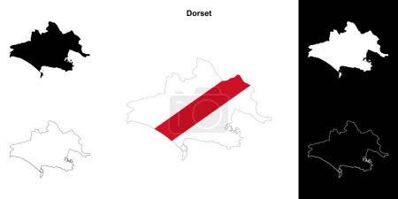 Dorset blank outline map set