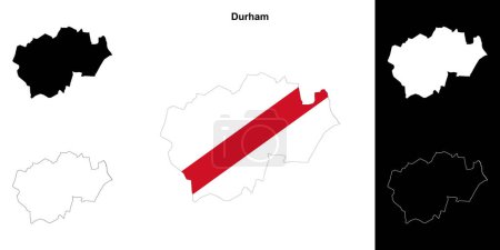 Durham en blanco esquema mapa conjunto