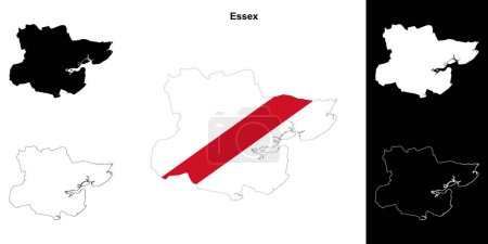 Essex en blanco esquema mapa conjunto