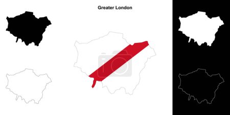 Greater London blank outline map set