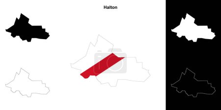 Halton en blanco esquema mapa conjunto