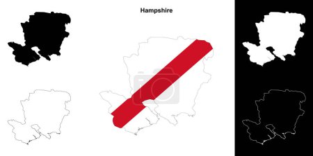 Hampshire contorno en blanco mapa conjunto