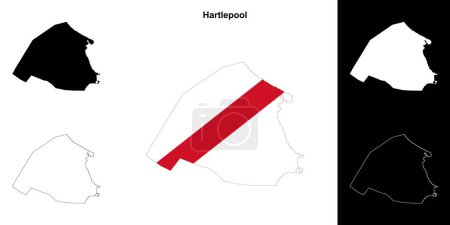 Hartlepool blank outline map set